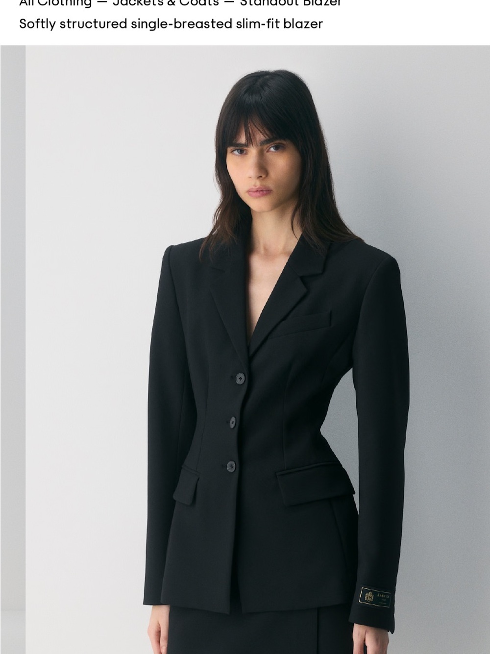Aritzia Black Three-Button Tailored Blazer